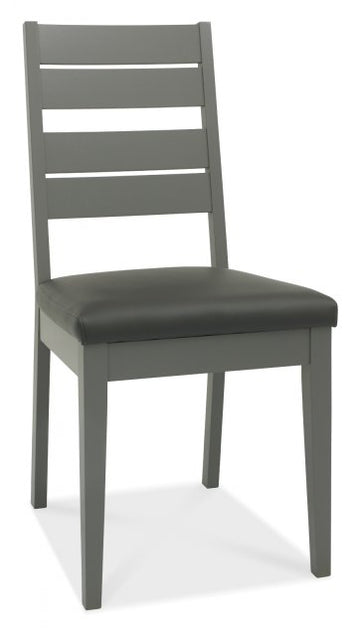 Bentley Designs Oakham Dark Grey Chair - Dark Grey Bonded Leather (Pair)